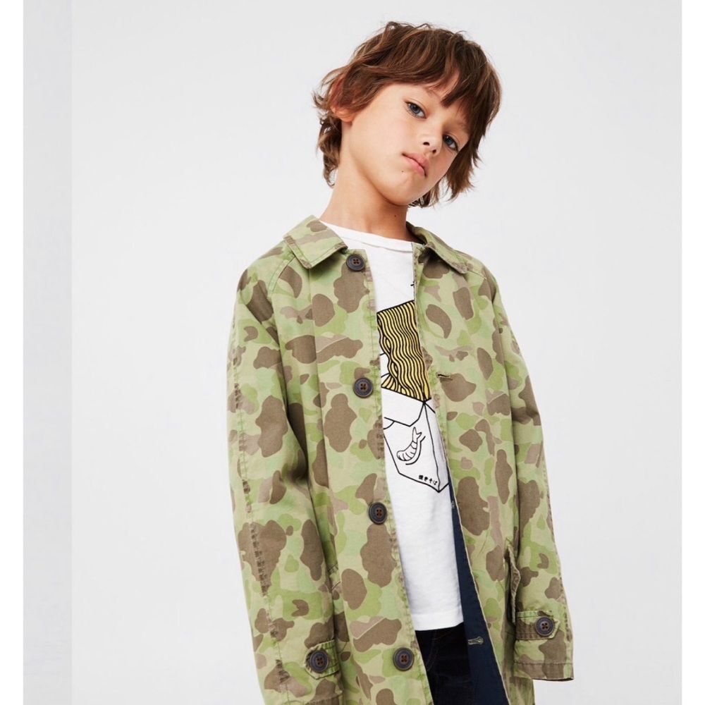 Mango Kids camouflage print jacket size 5-6